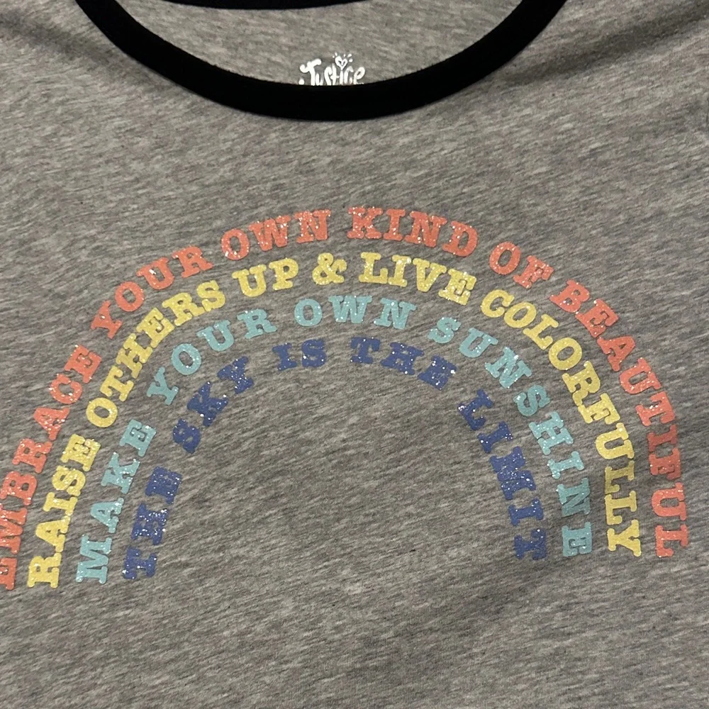 Justice Heather Gray Tee with Black Accents - Picture 3 of 8